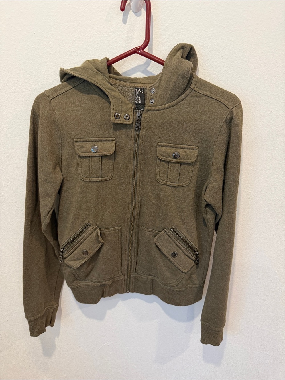 Empyre Olive Green Hooded Zip-Up Kids Jacket